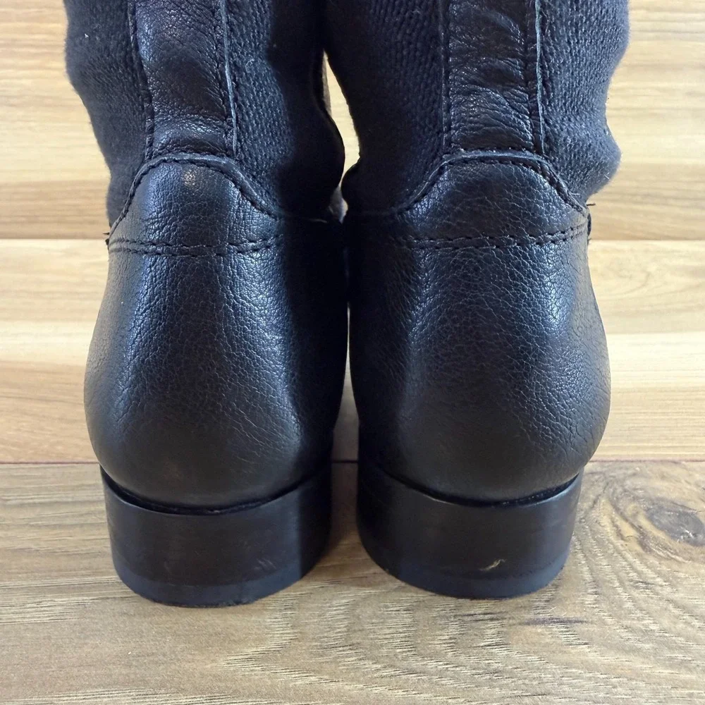 Frye Molly Tall Stretch Boots Womens 7 B Black Leather Equestrian Riding Sleek